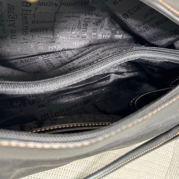 Etienne Aigner Black Shoulder Bag With Leather Accents & Silver Hardware - Picture 4 of 6
